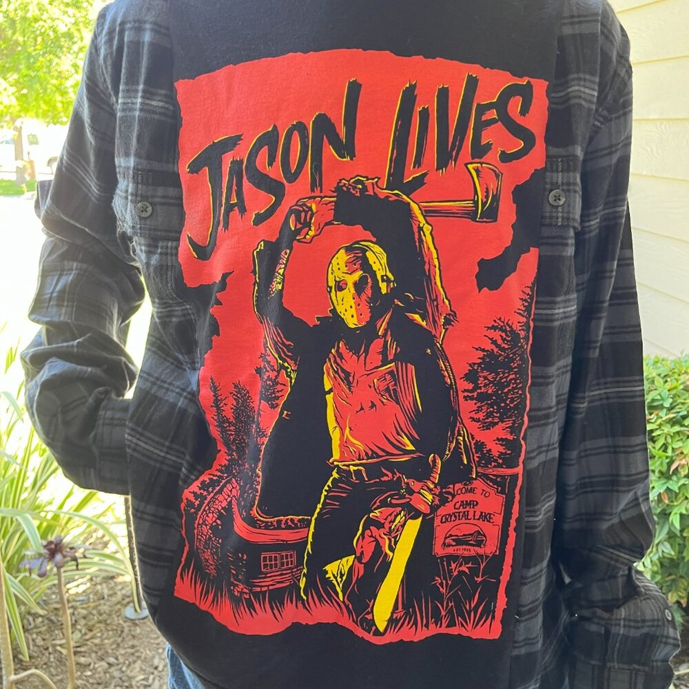 Jason Lives Halloween flannel shirt unisex Small